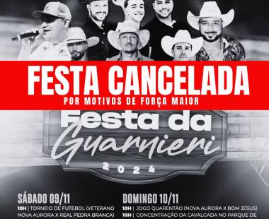 Festa da Guarneri que aconteceria no próximo final de semana foi Cancelada