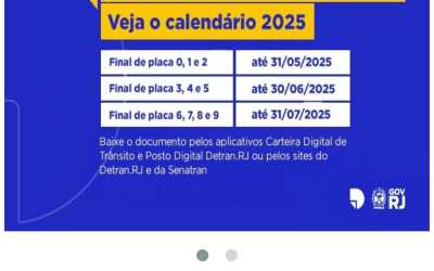 CALENDARIO DE LICENCIAMENTO 2025 É DIVULGADA PELO DETRAN-RJ