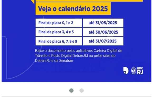 CALENDARIO DE LICENCIAMENTO 2025 É DIVULGADA PELO DETRAN-RJ