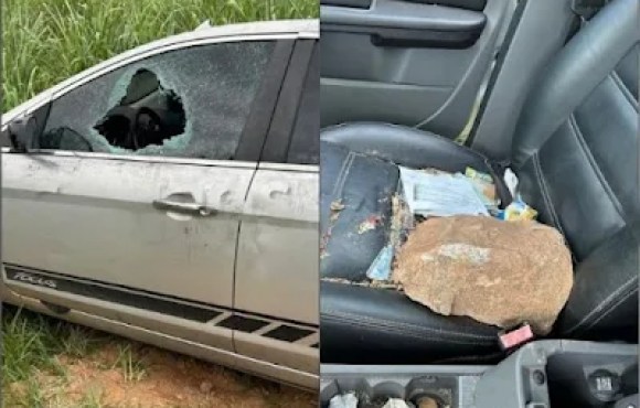 CARRO COM VIDRO QUEBRADO É ACHADO EM CANAVIAL PRÓXIMO A SAPUCAIA